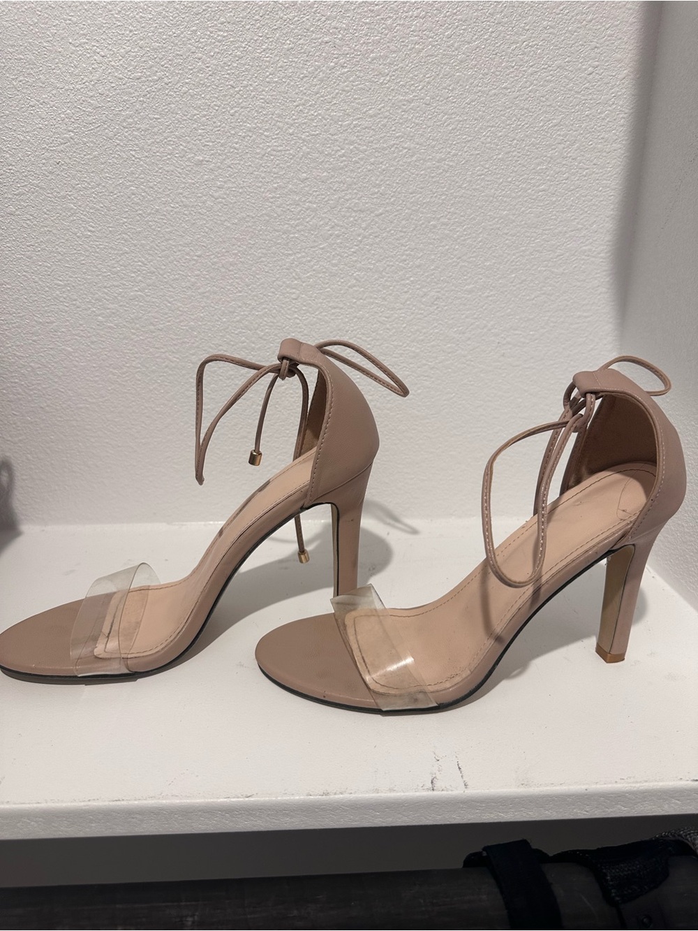Women’s Nude Ankle-Tie High Heel Sandals